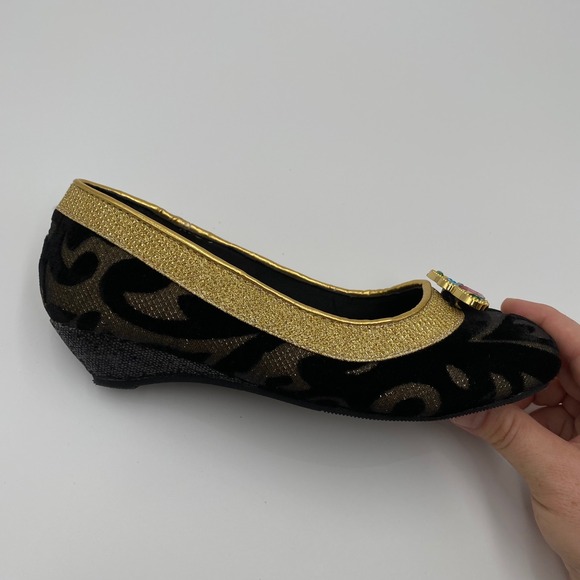 Disney Anna Gold‎ Trimmed Jeweled Ballet Flats Girls Costume Dress Up size 2/3 - Picture 5 of 8